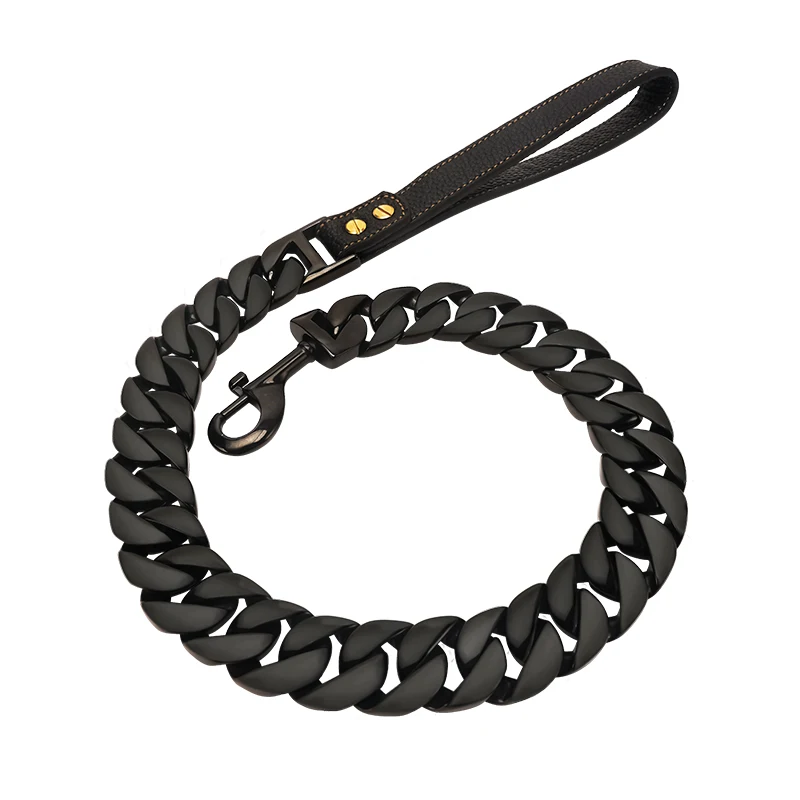 Factory 32MM Dog Lead Gold Dog Leash Stainless Steel Metal Chew Proof for Large Dogs Pet Traction Rope