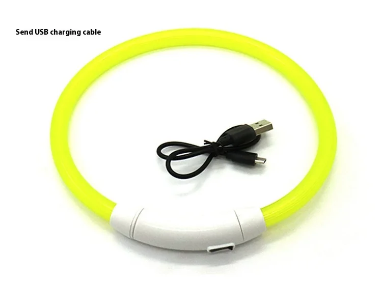 Solid Pattern Rechargeable Dog Collar with Nighttime Glowing Feature Ribbons Decoration Pet Walk Lamp Dropshipping Supported