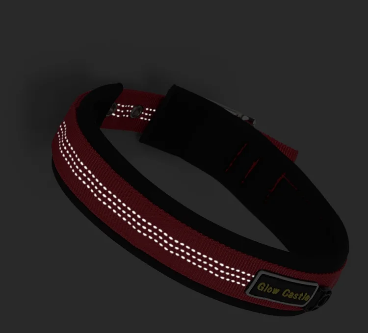 Glow In The Dark Pin Neoprene Design Big Reflective Nylon Wholesale Dog Collar Manufacturer Custom Training For Sale Dog Collar