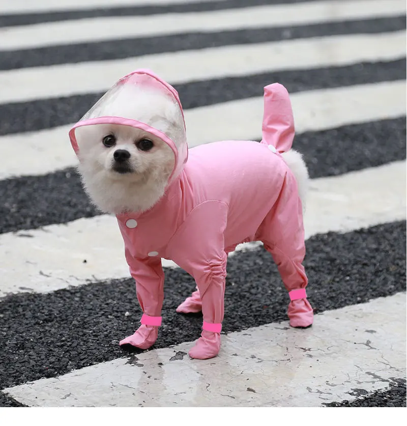 All-inclusive four-legged waterproof raincoat and boots for cats and dogs, outdoor products