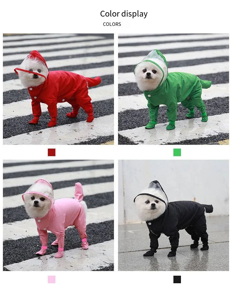 All-inclusive four-legged waterproof raincoat and boots for cats and dogs, outdoor products