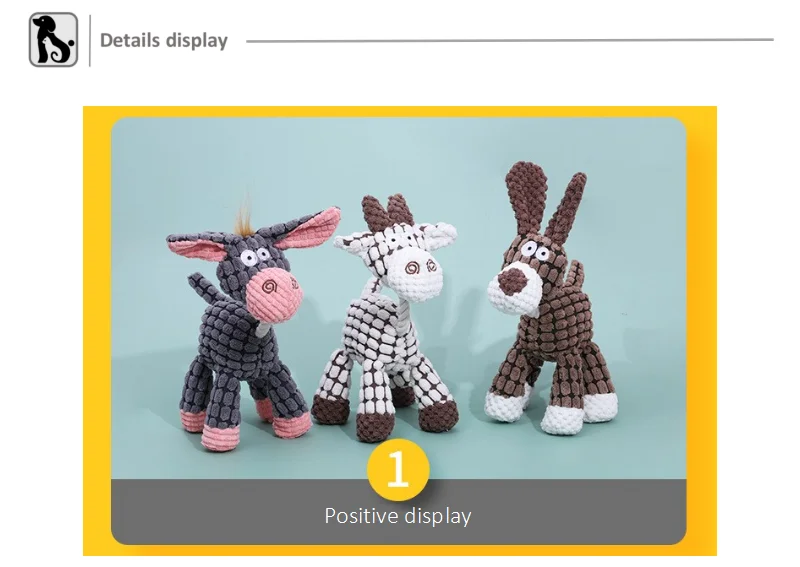 Fun Pet Toy Donkey Shape Corduroy Chew Toy For Dogs Puppy Squeaker Squeaky Plush Bone Molar Dog Toy Pet Training Dog Accessories