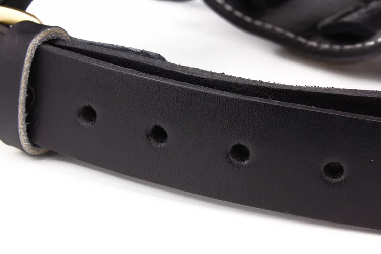 Adjustable Black Cowhide Pet Harness Leather Durable Dog Leash Collar For Large Dogs