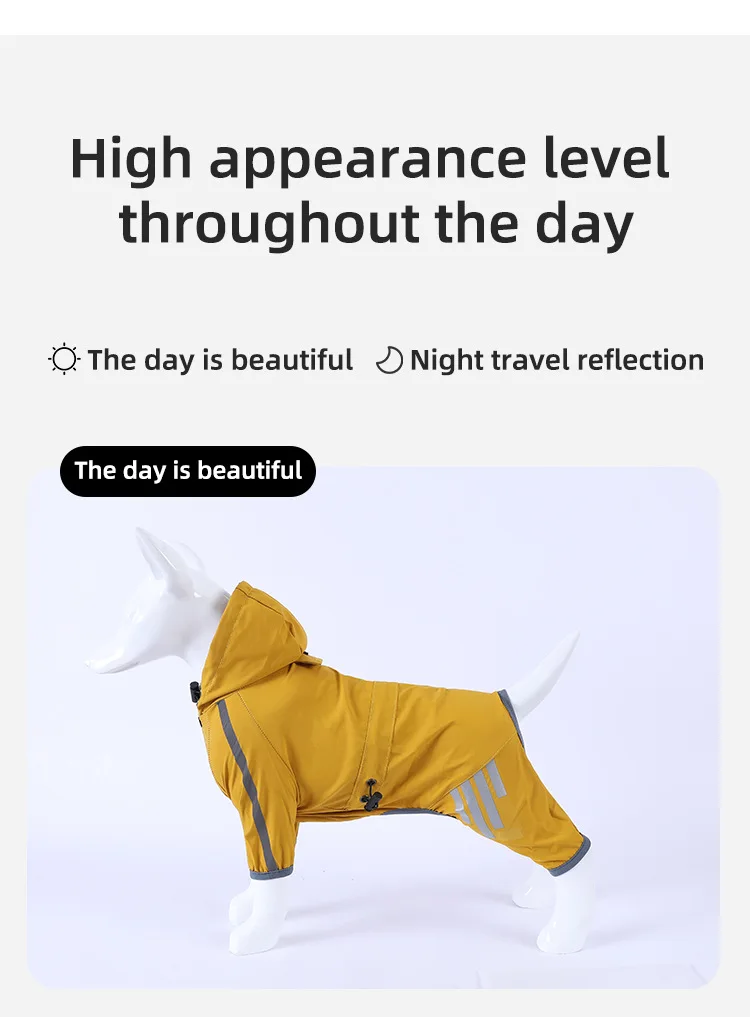 Big Dog Raincoat Cape Style Reflective Strip Pet Raincoat Windproof Rainproof Dog Hooded Raincoat