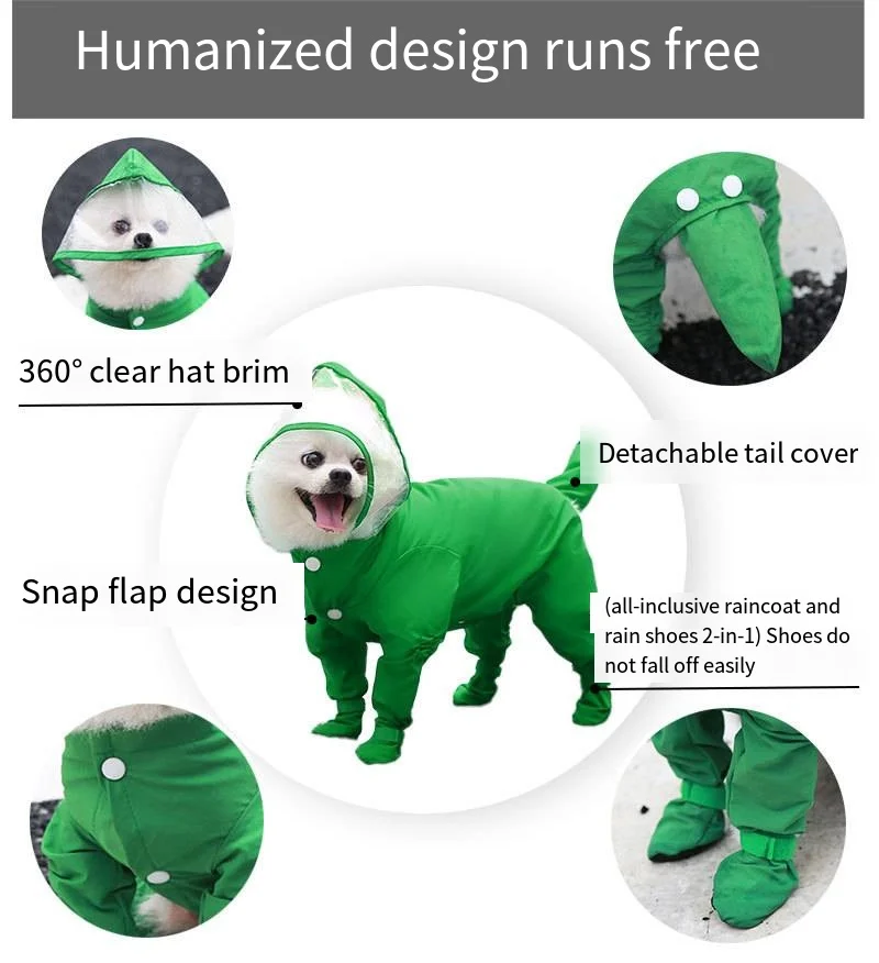 All-inclusive four-legged waterproof raincoat and boots for cats and dogs, outdoor products
