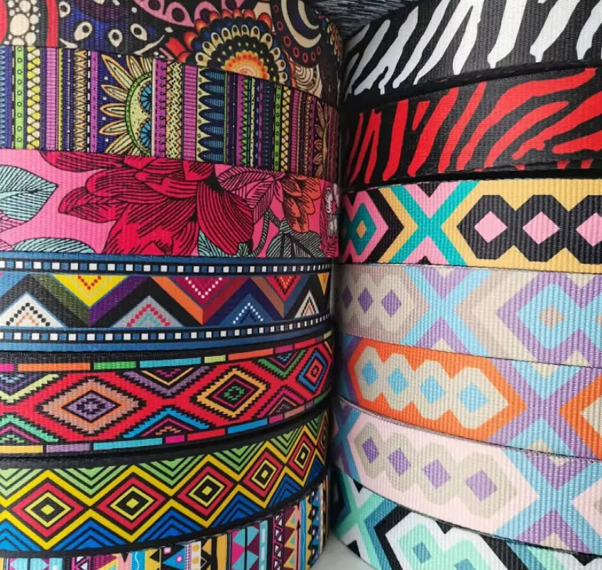 Colorful National Wind Double-sided Polyester Webbing Strap Ethnic Style Sublimation Printing Webbing for Bag Shoulder Strap