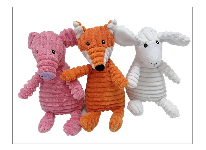 Small Fun Pet Toy Donkey-Shaped Corduroy Chew Toy with Squeaker Squeaky Plush Bone Molar Puppies Dogs Dog Training Accessories