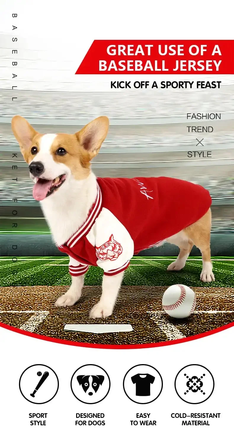 Dog Clothes for Small Dogs Bulldog Baseball Wear Pet Sweatshirt Pet Costume Hoodie Pour Chien