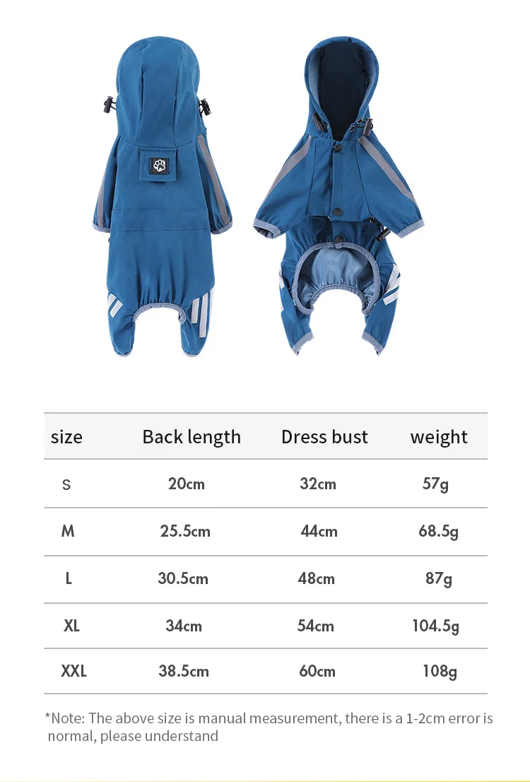 Big Dog Raincoat Cape Style Reflective Strip Pet Raincoat Windproof Rainproof Dog Hooded Raincoat