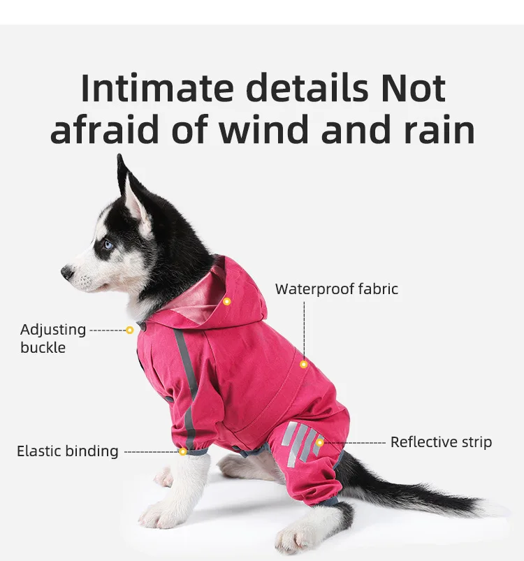 Big Dog Raincoat Cape Style Reflective Strip Pet Raincoat Windproof Rainproof Dog Hooded Raincoat