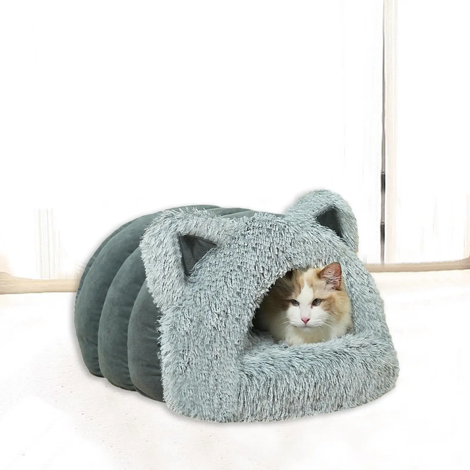 Cat Cave Bed Soft Washable Semi Enclosed Self Warming Pet Bed Sleeping Bag for Rabbits Small Animal Kittens Chihuahua Ferrets