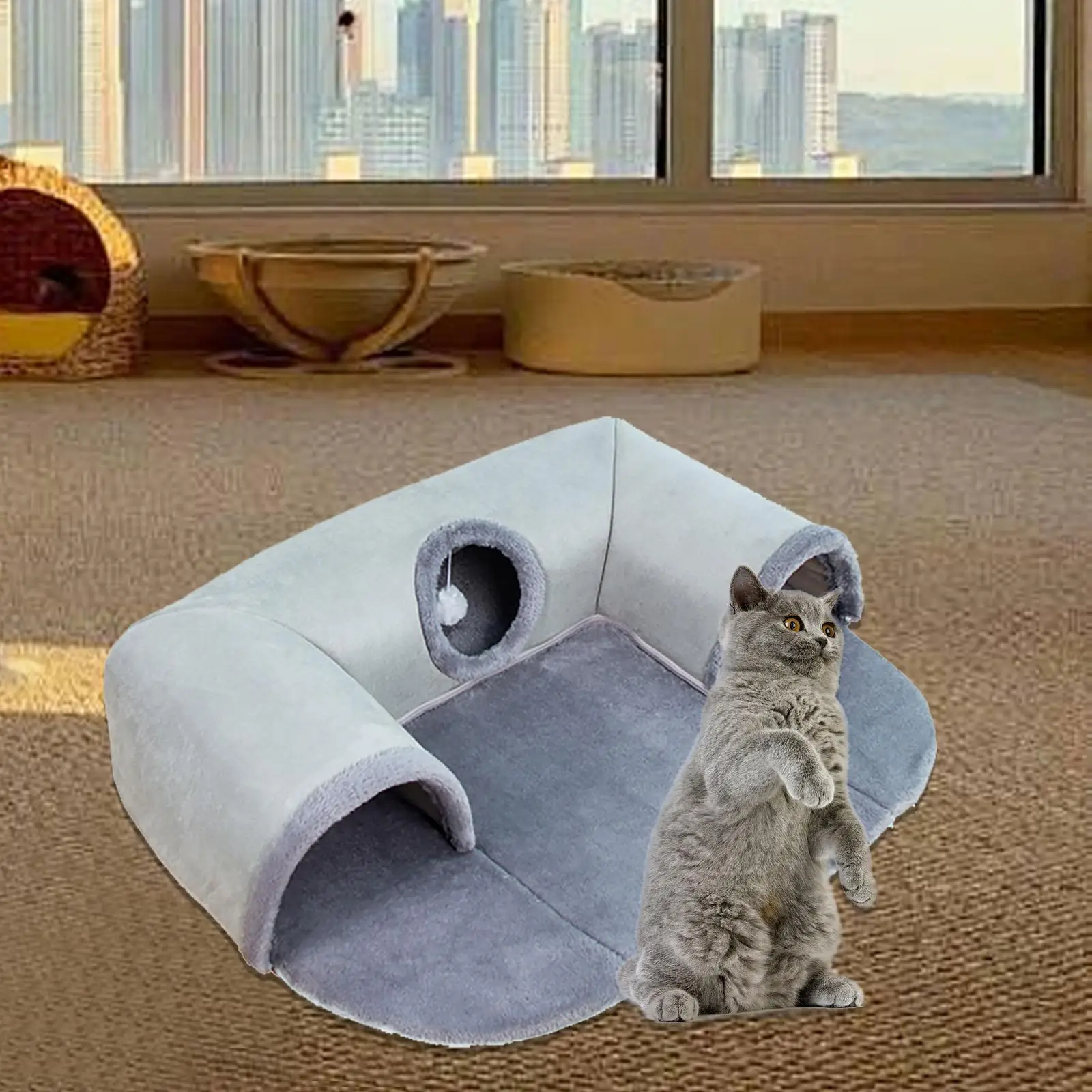 Cat Bed Toy Tunnel Cat Activity Center Ferrets Rabbit Bed Tunnels Cat Tunnel Tubes Toy for Hamster Rabbit Cats Small Animals