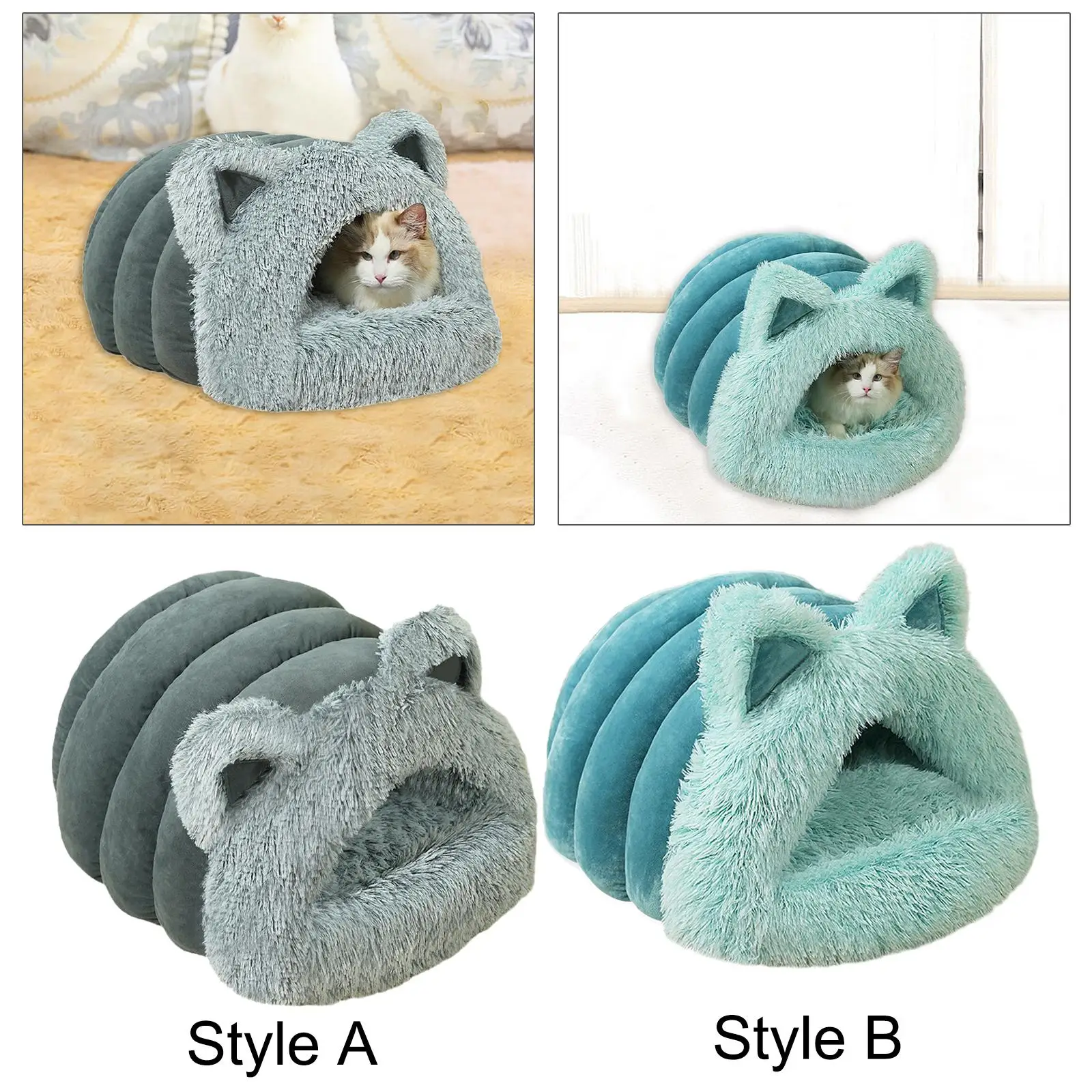 Cat Cave Bed Soft Washable Semi Enclosed Self Warming Pet Bed Sleeping Bag for Rabbits Small Animal Kittens Chihuahua Ferrets