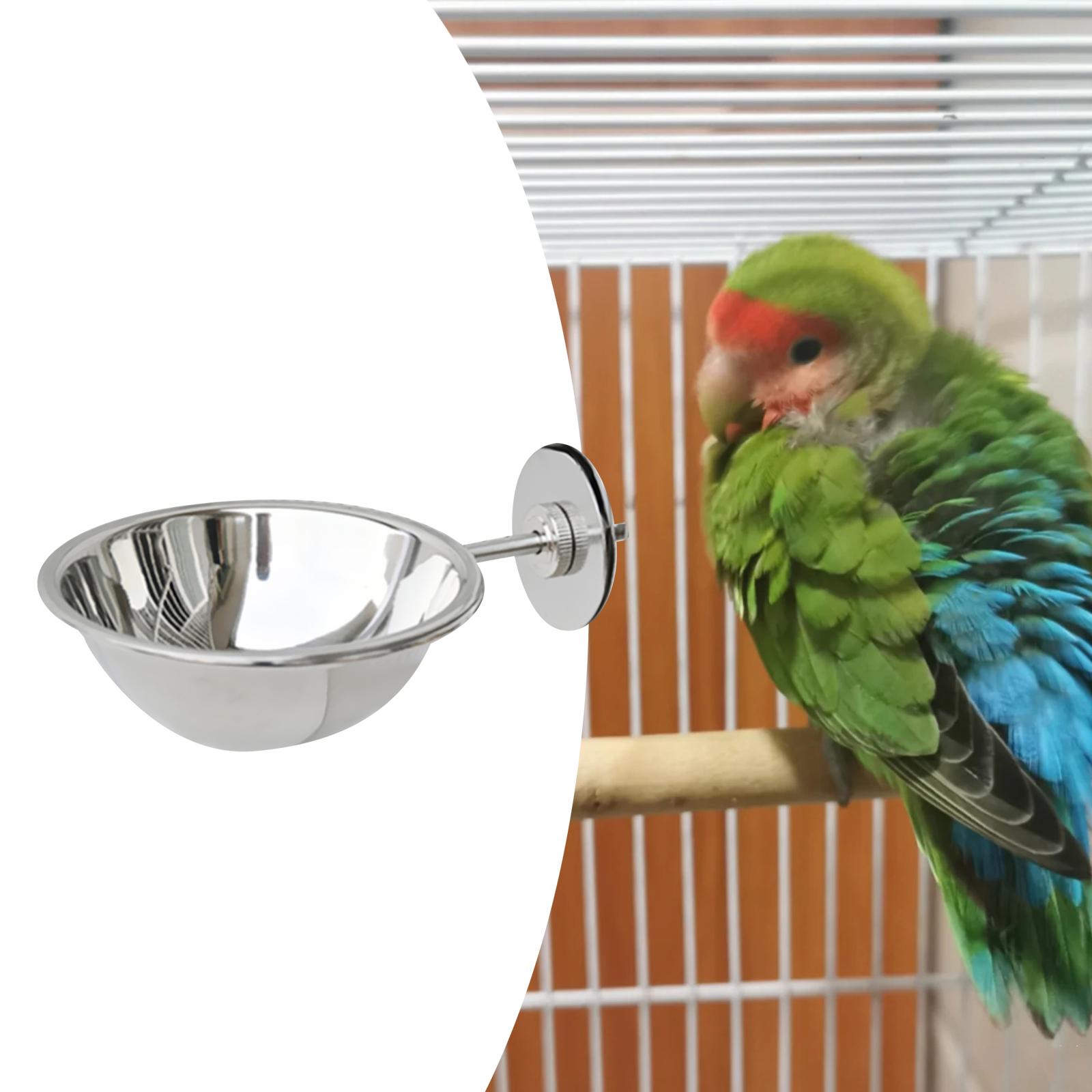 Bird Cage Feeding Bowl Beverage Dispenser Outdoor Multipurpose Sturdy Stainless Steel Birds Cage Feeders Parrot Food Water Bowls