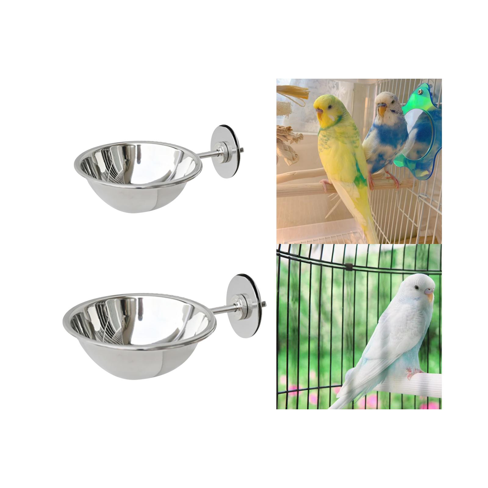 Bird Cage Feeding Bowl Beverage Dispenser Outdoor Multipurpose Sturdy Stainless Steel Birds Cage Feeders Parrot Food Water Bowls