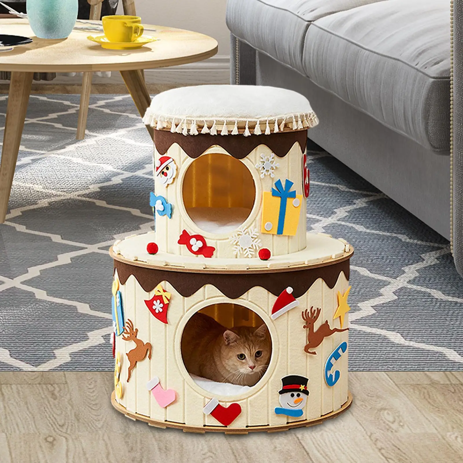 Cat Bed House Home Decoration Multifunctional Nest Sofa Bed Protector Cat Hideaway Cat Hide Cube Covered Condo for Hide Climb
