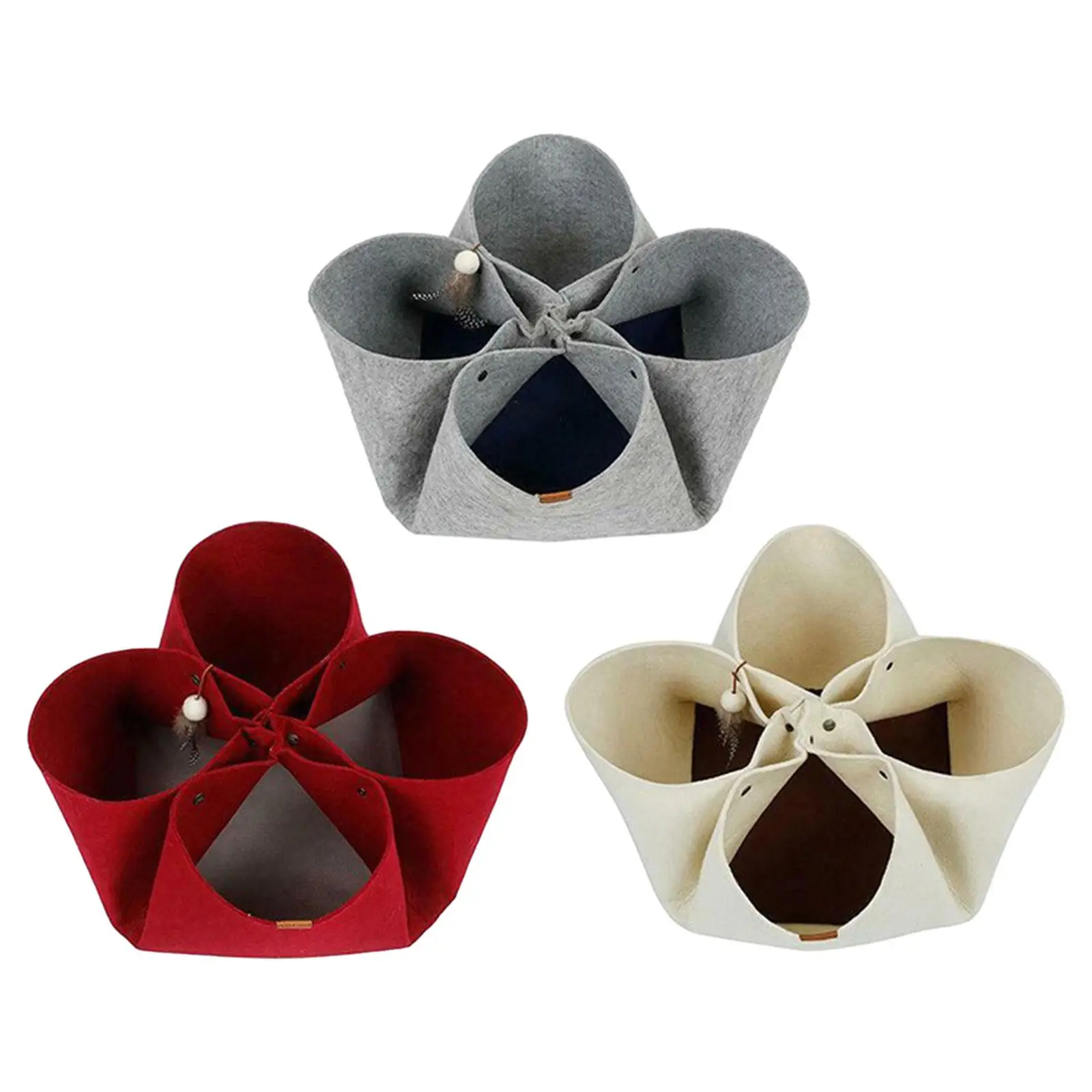 Cat Felt Tunnel Durable Cat Play House Foldable Interactive Pet Bed House Cat Tunnel Bed for Cat Rabbit Pets Kitten Puppy