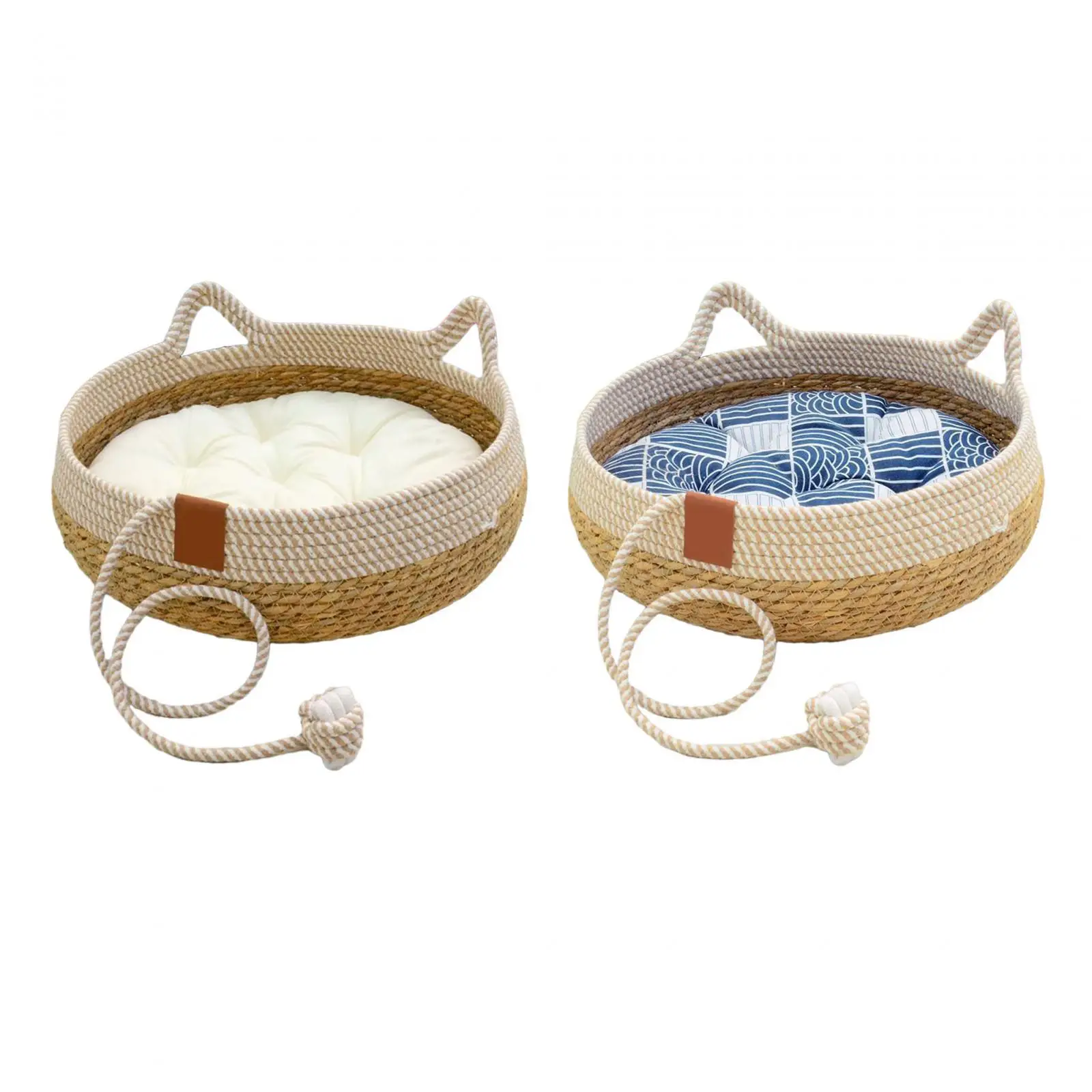 Cat Bed, Cat Scratch Pad Nest, Comfortable Woven with Removable Cushion Cat