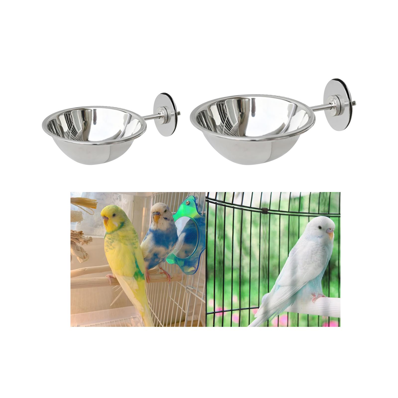 Bird Cage Feeding Bowl Beverage Dispenser Outdoor Multipurpose Sturdy Stainless Steel Birds Cage Feeders Parrot Food Water Bowls