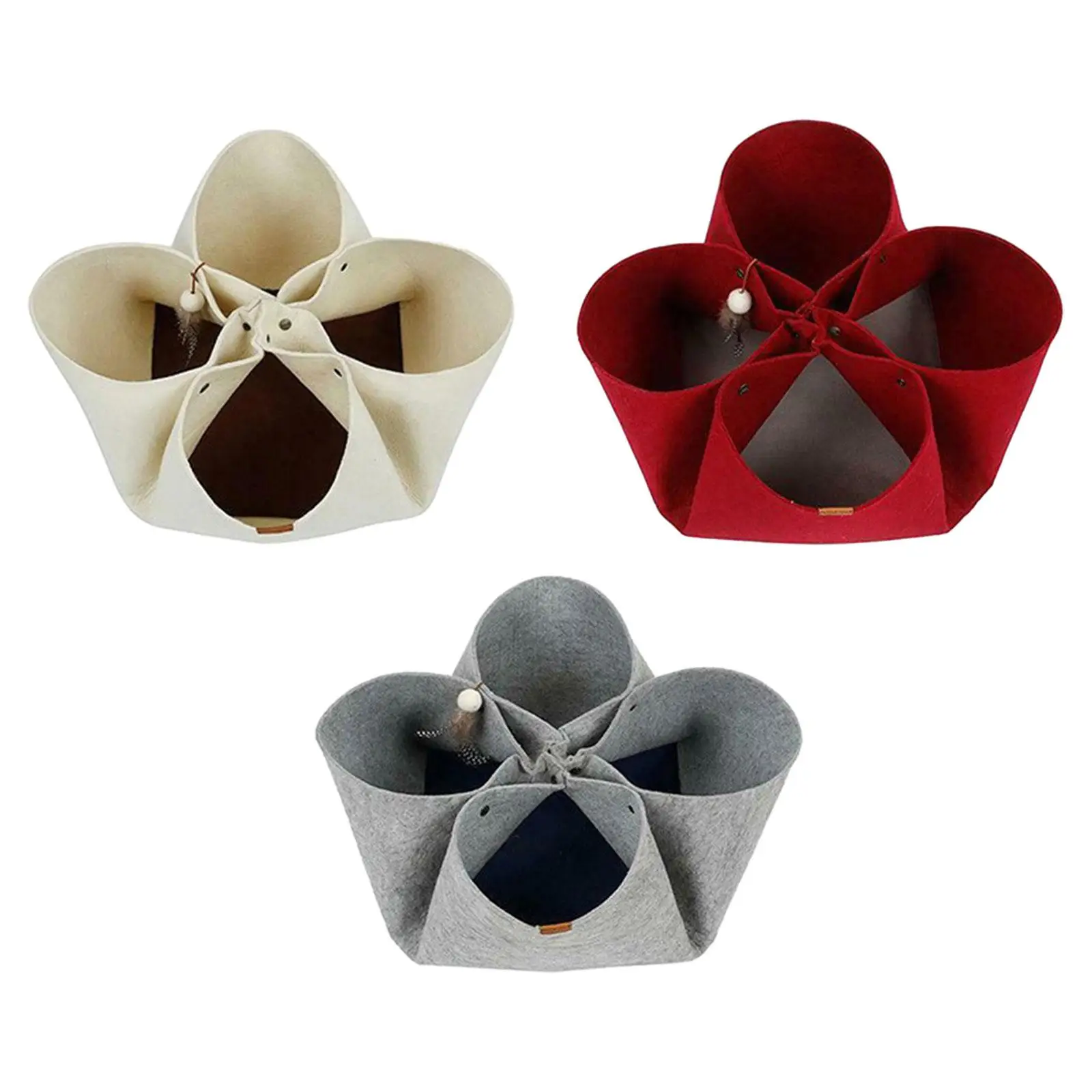 Cat Felt Tunnel Durable Cat Play House Foldable Interactive Pet Bed House Cat Tunnel Bed for Cat Rabbit Pets Kitten Puppy