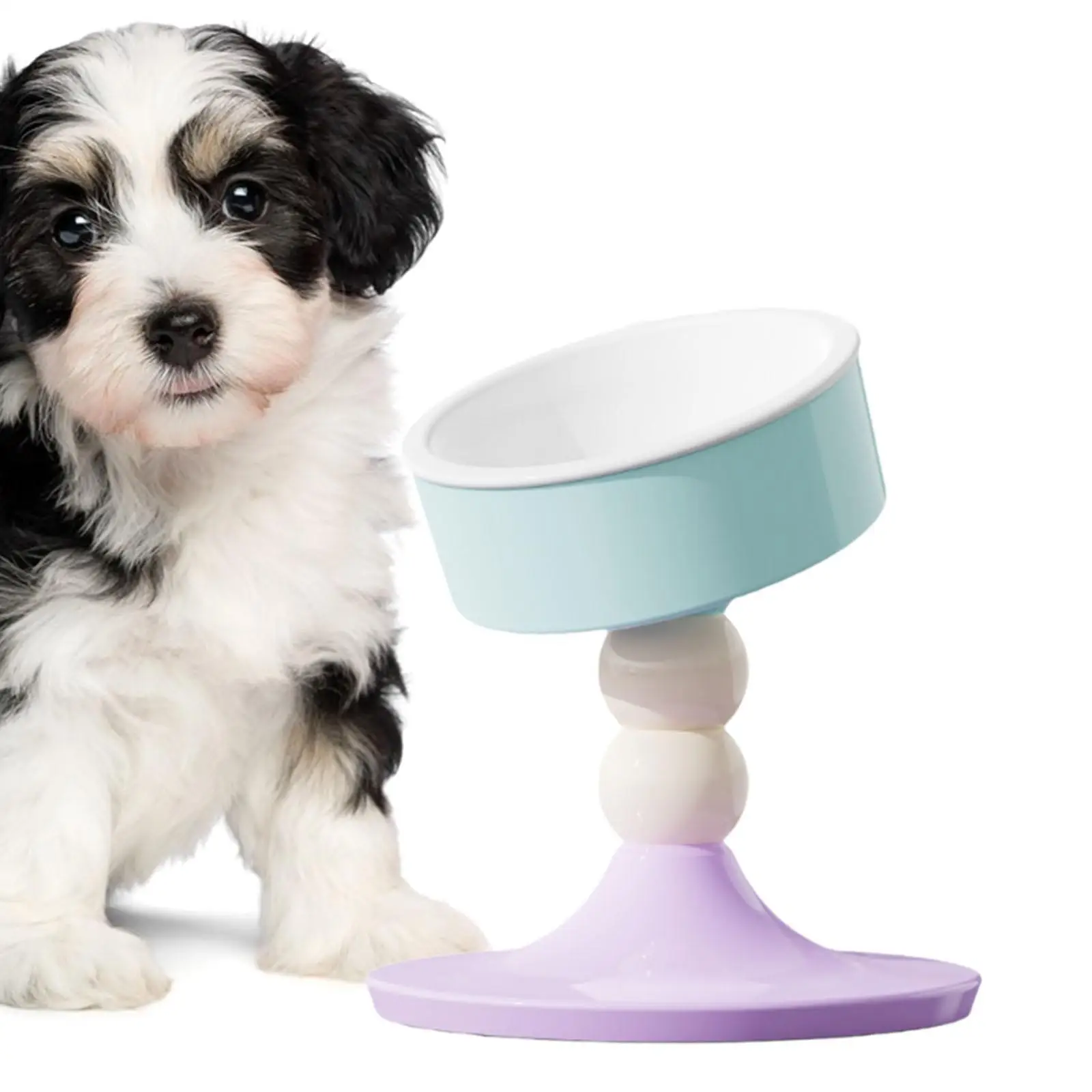 Raised Cat Food Bowl Tilted Cartoon Cat Dish Adjustable Height and Angle Pet Food Bowl for Kitty Small Dogs Kitten Hedgehog Cats