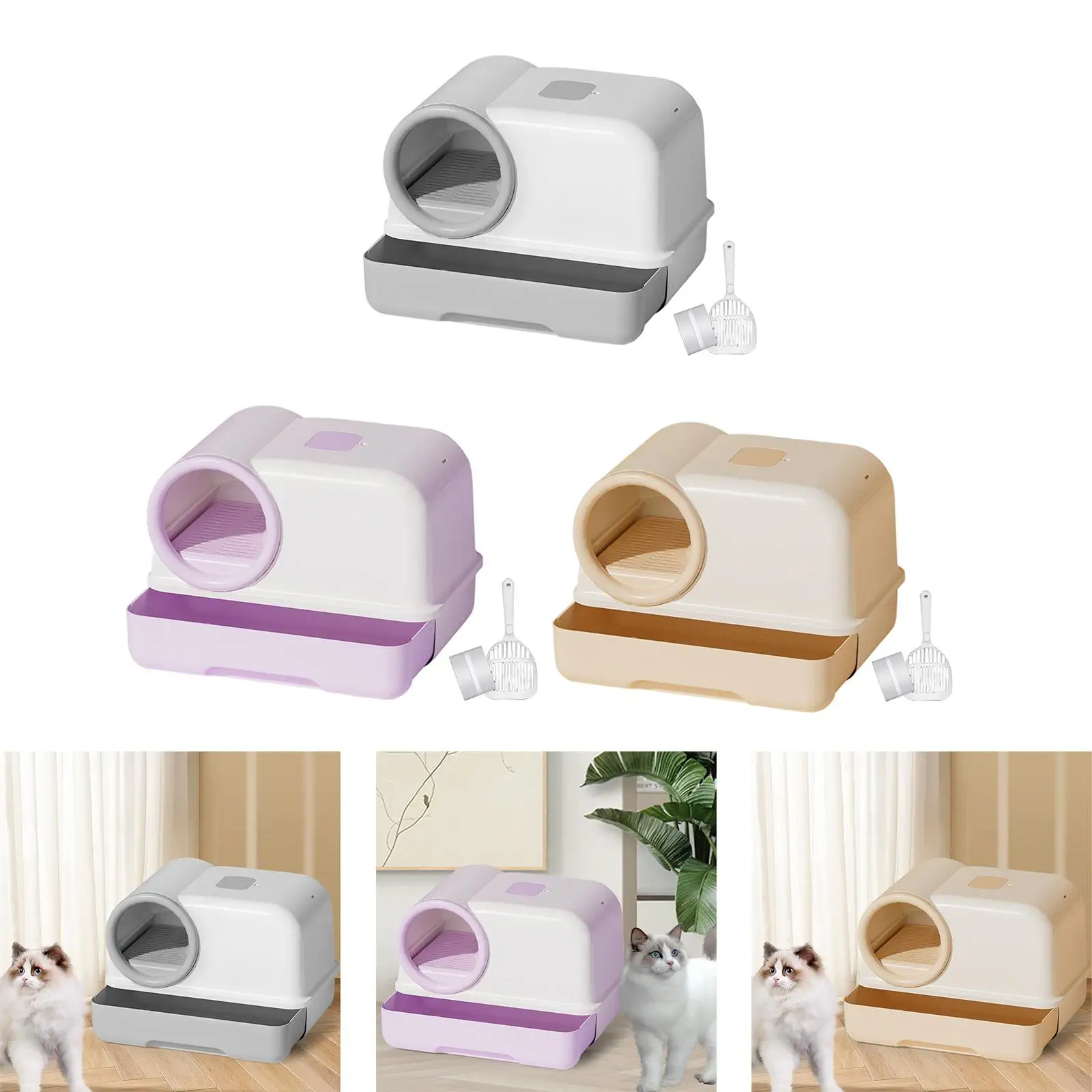 Fully Enclosed Cat Litter Box Large Cat Potty Corridor Sandbox Kitty Litter Box Kitten Potty for All Kinds of Cat Litter