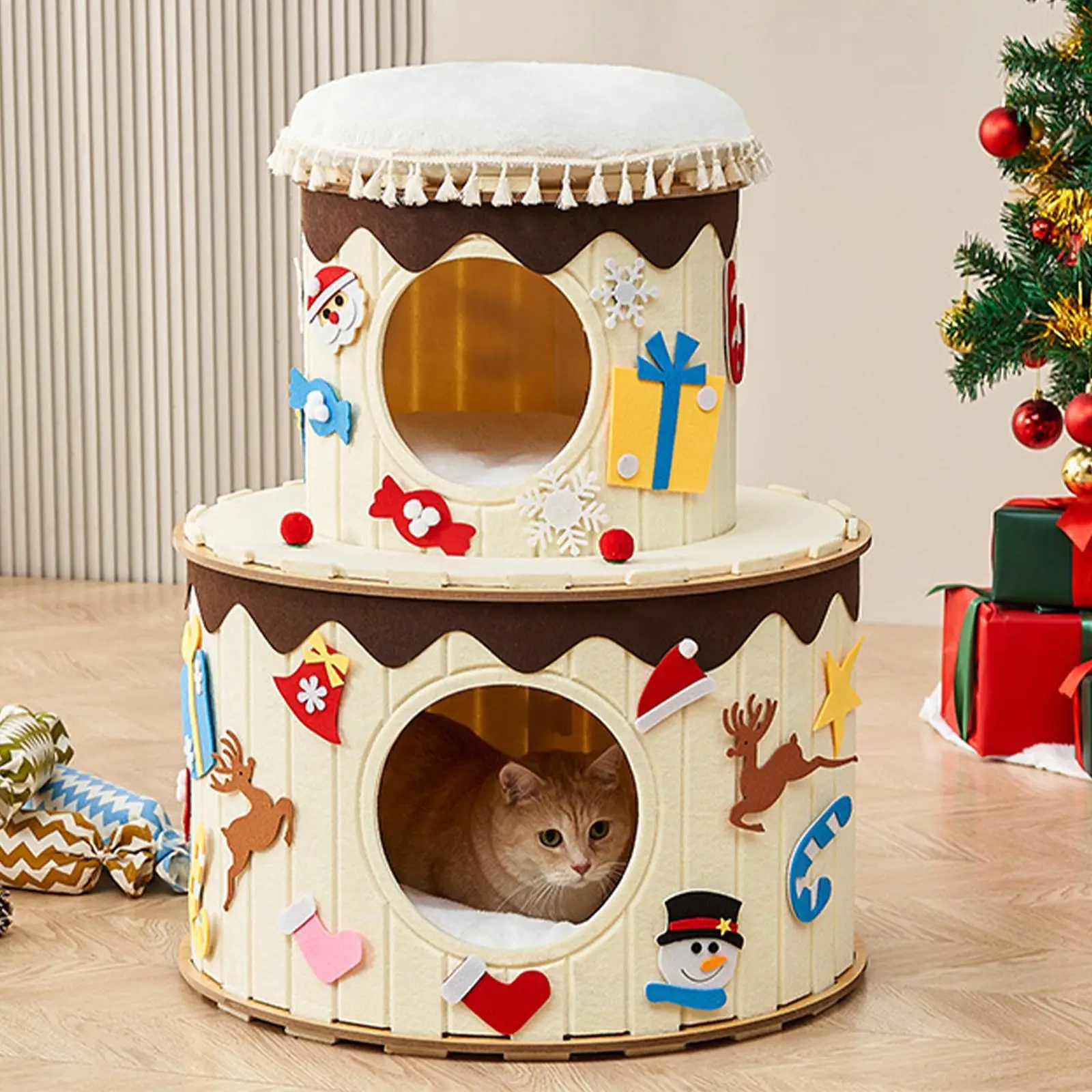 Cat Bed House Home Decoration Multifunctional Nest Sofa Bed Protector Cat Hideaway Cat Hide Cube Covered Condo for Hide Climb