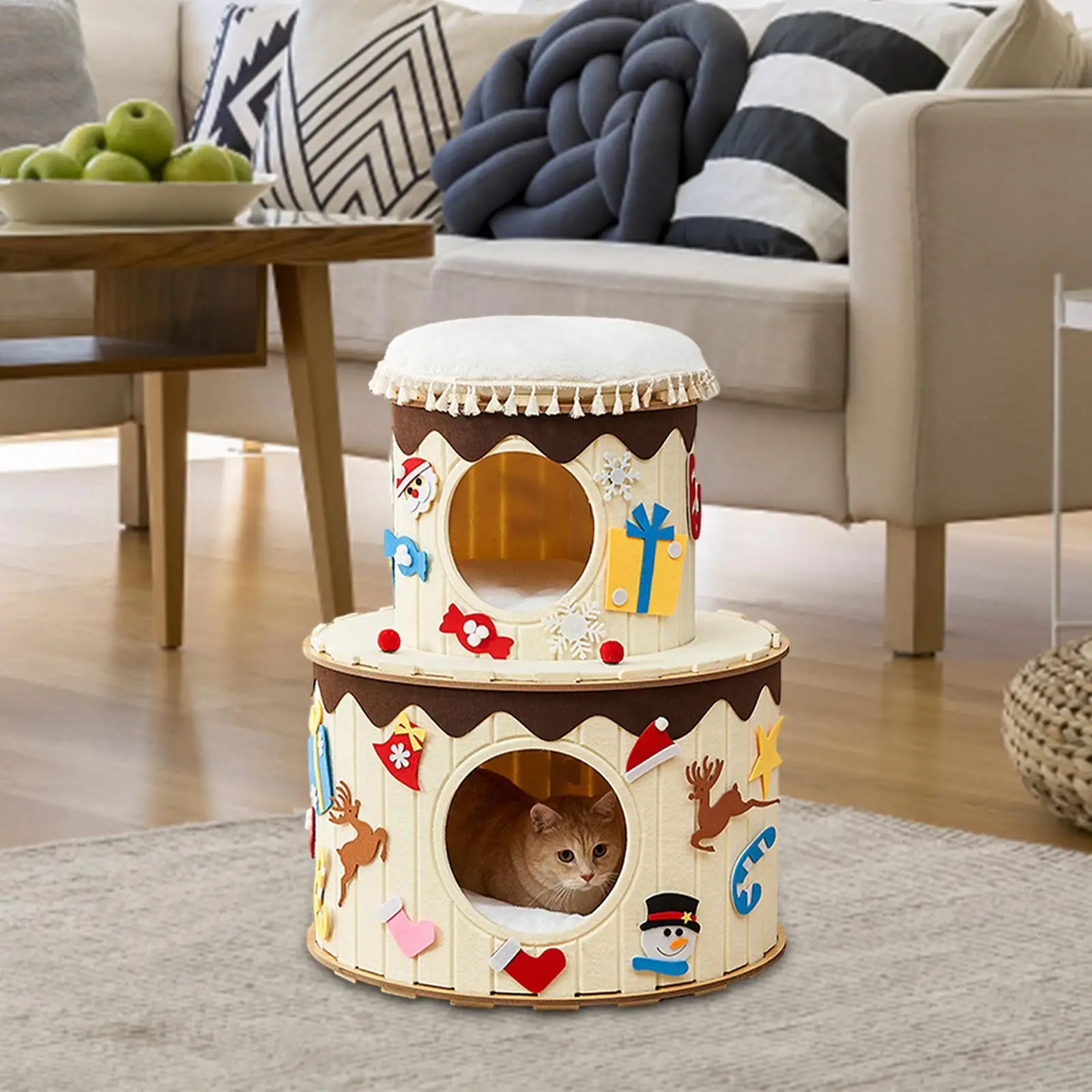 Cat Bed House Home Decoration Multifunctional Nest Sofa Bed Protector Cat Hideaway Cat Hide Cube Covered Condo for Hide Climb