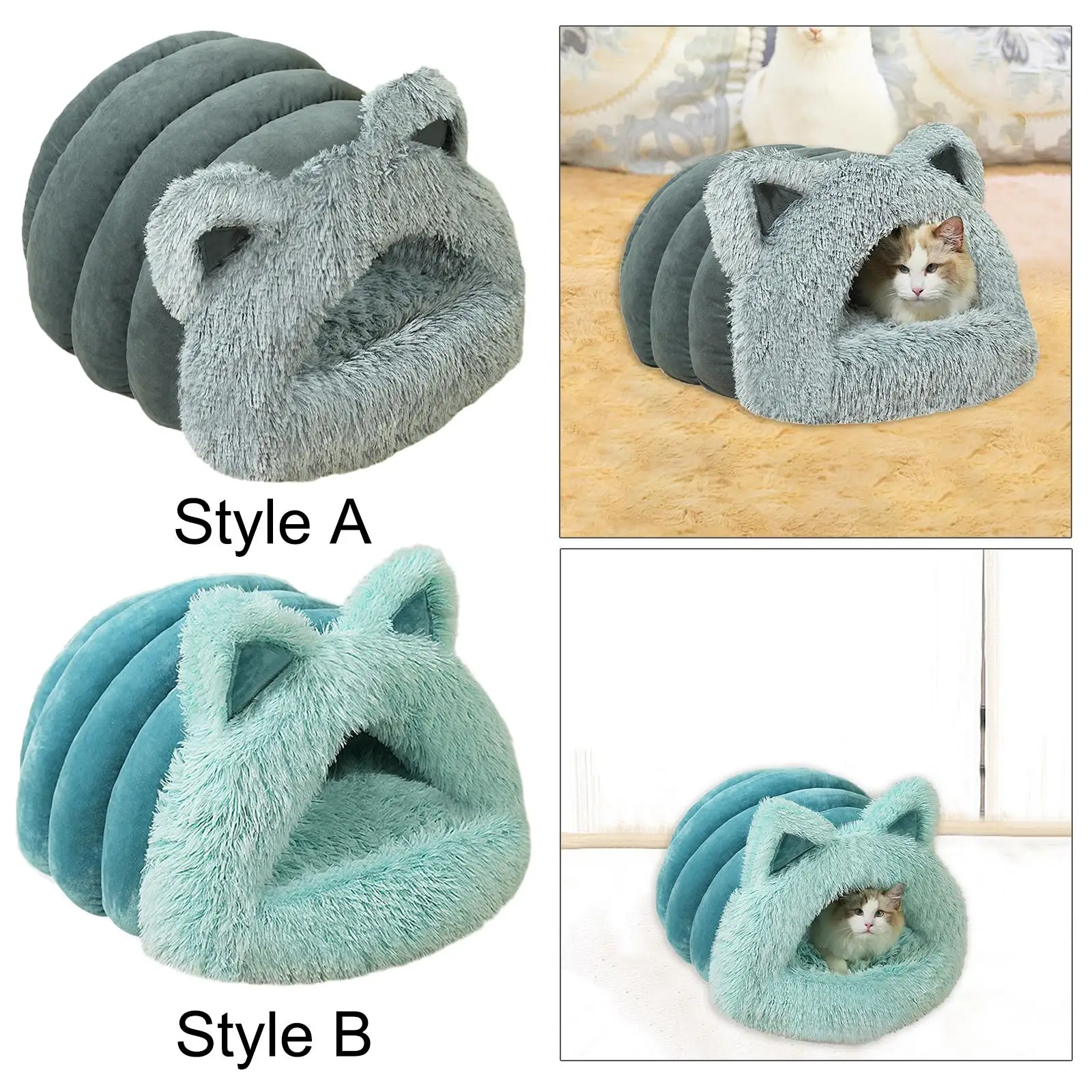 Cat Cave Bed Soft Washable Semi Enclosed Self Warming Pet Bed Sleeping Bag for Rabbits Small Animal Kittens Chihuahua Ferrets