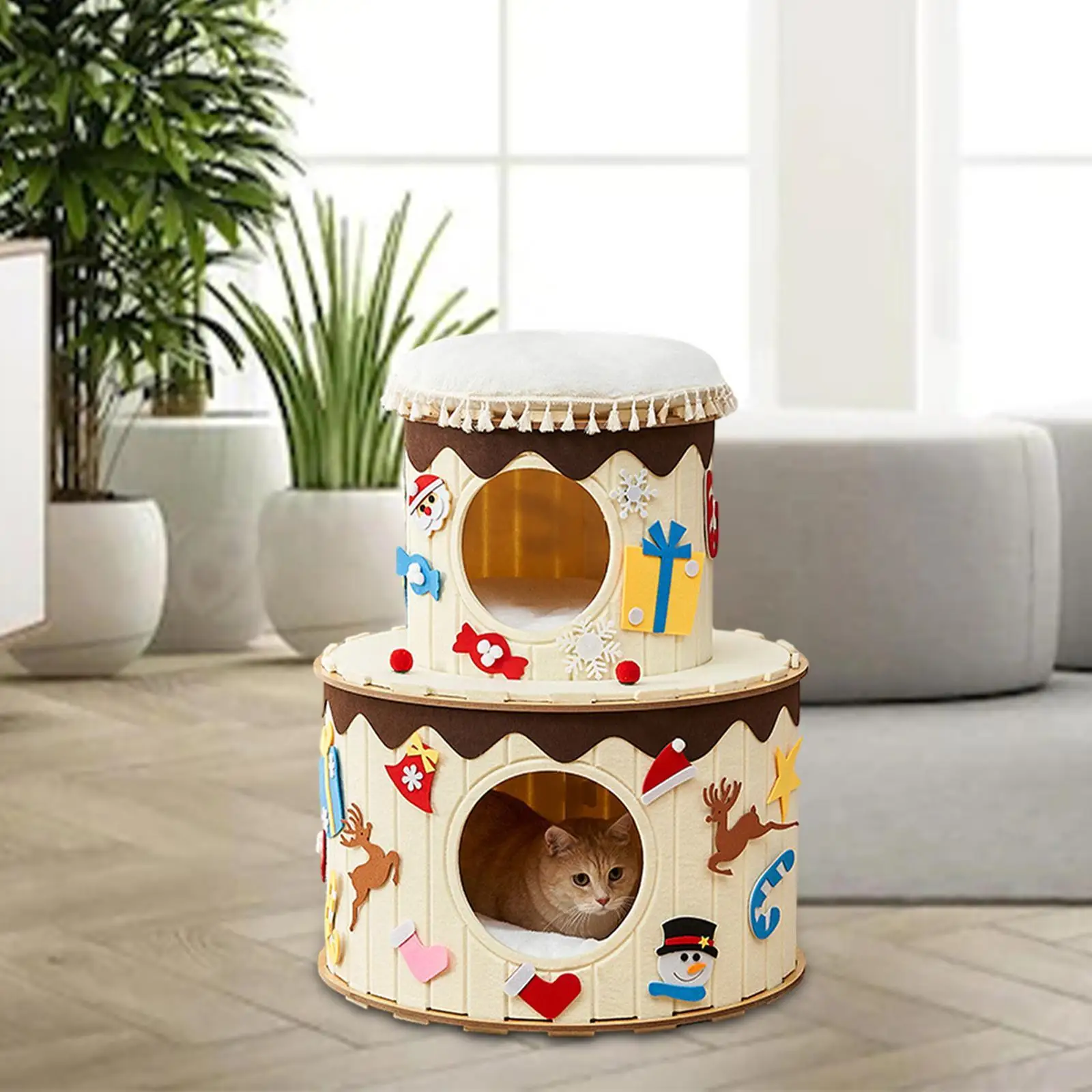 Cat Bed House Home Decoration Multifunctional Nest Sofa Bed Protector Cat Hideaway Cat Hide Cube Covered Condo for Hide Climb