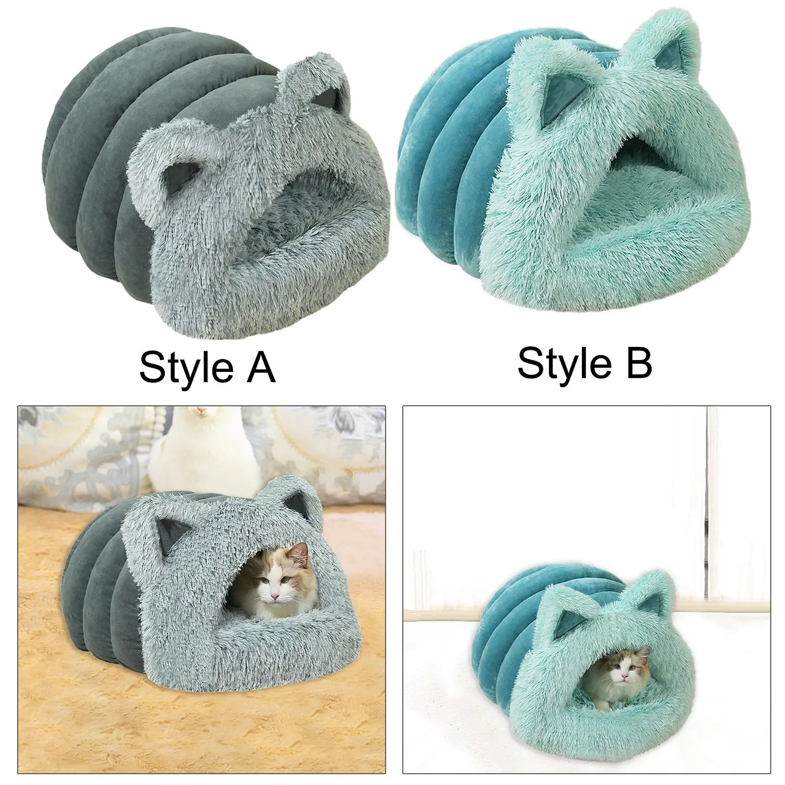 Cat Cave Bed Soft Washable Semi Enclosed Self Warming Pet Bed Sleeping Bag for Rabbits Small Animal Kittens Chihuahua Ferrets